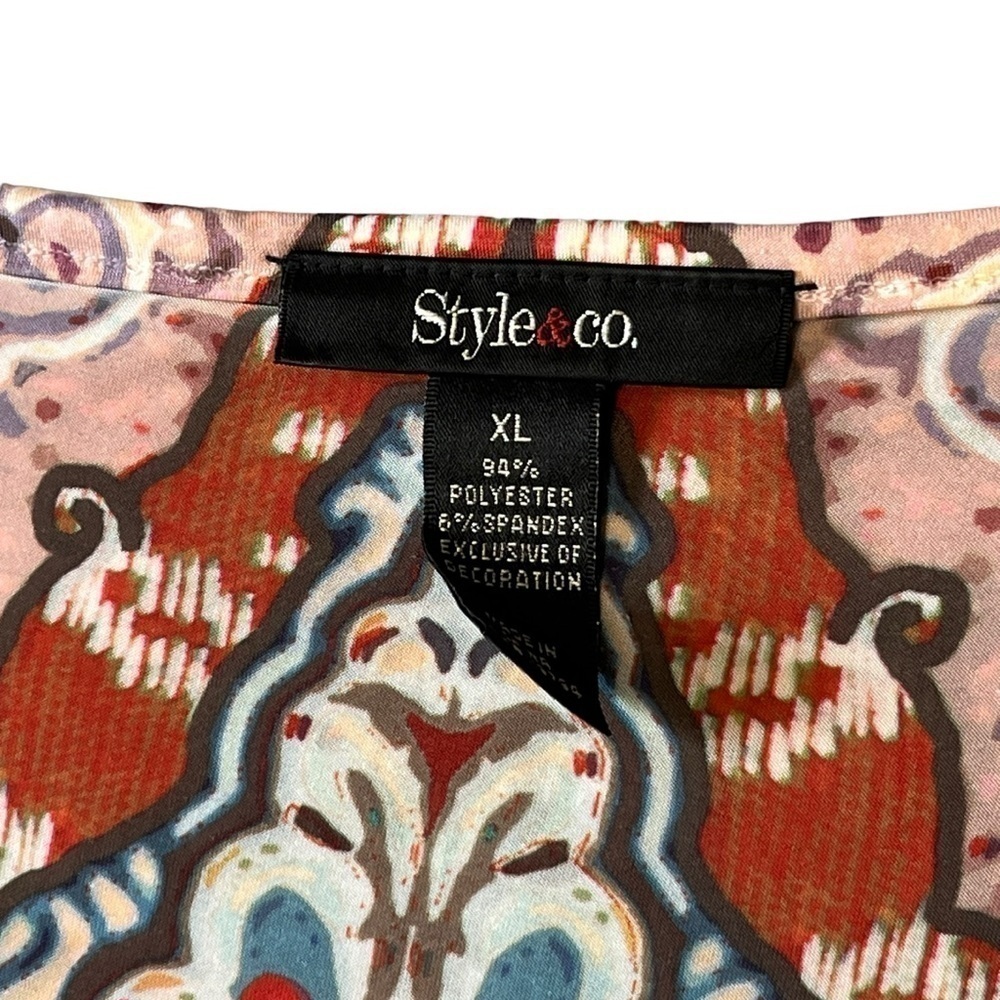 Style & Co Beaded Multicolor Short Sleeve Smock Dress. Size XL #1130 - Picture 5 of 5
